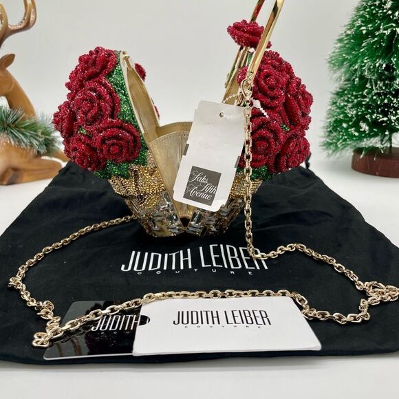 Women’s Judith Lieber bag of roses, crystal clutch bag made in Italy - Picture 5 of 10